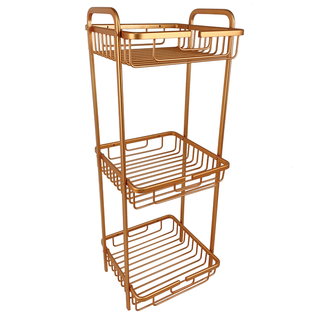 Zhaosheng - Baño Champú Jabón Cosméticos Organizador De Pie Estante De Baño De Aluminio De 3 Niveles