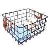 Zhaosheng Hardware - Cesta de alambre de metal para cocina, baño, organizador, cestas decorativas para almacenamiento con mango de cuero
