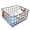 Zhaosheng Hardware - Cesta de alambre de metal para cocina, baño, organizador, cestas decorativas para almacenamiento con mango de cuero