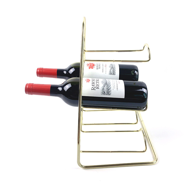 Zhaosheng Hardwar - Estante de exhibición de vino de alambre de metal con soporte para botellas de vino dorado