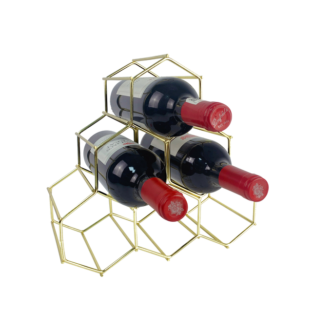 Zhaosheng Hardware - Estante para vino vintage personalizado, soporte para botella de vino dorado, estante para vino