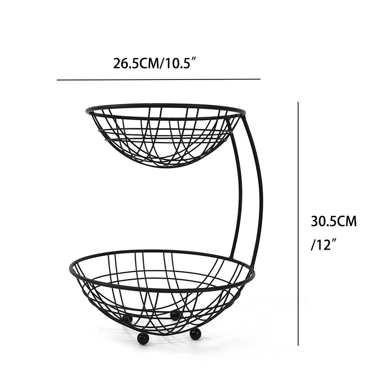 Zhaosheng Hardware - Cesta de frutas multifuncional de alambre de metal, cesta de frutas de 2 niveles para mostrador de cocina