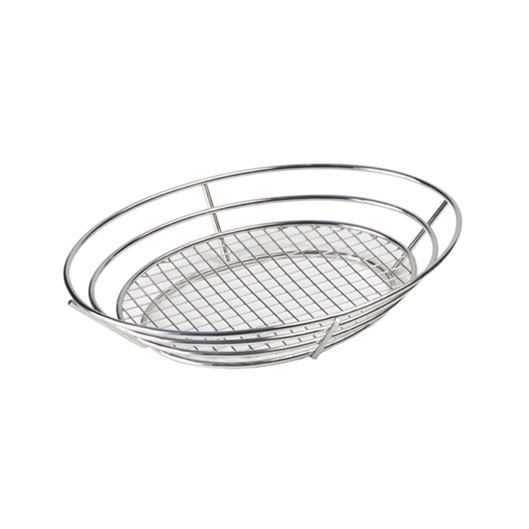 Zhaosheng Hardware - Cesta para servir mesa de comida rápida Cesta para pan ovalada de acero inoxidable