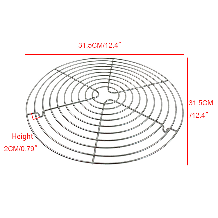 Zhaosheng Hardware - Rejilla para cocinar al vapor de alambre Rejilla para asar circular de acero inoxidable Rejilla redonda para enfriar para hornear de 12 '