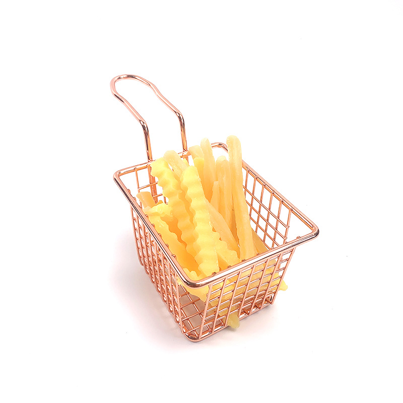 Zhaosheng Hardware - Cesta para freír patatas fritas, pequeña cesta para freír chapada en cobre