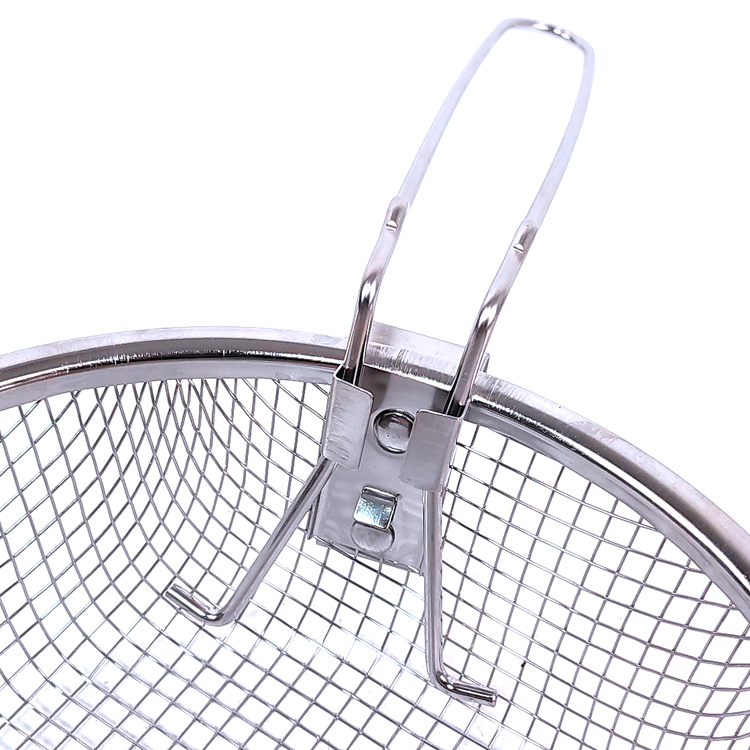 Zhaosheng Hardware - Cesta para freír patatas fritas redondas de acero inoxidable con mango plegable