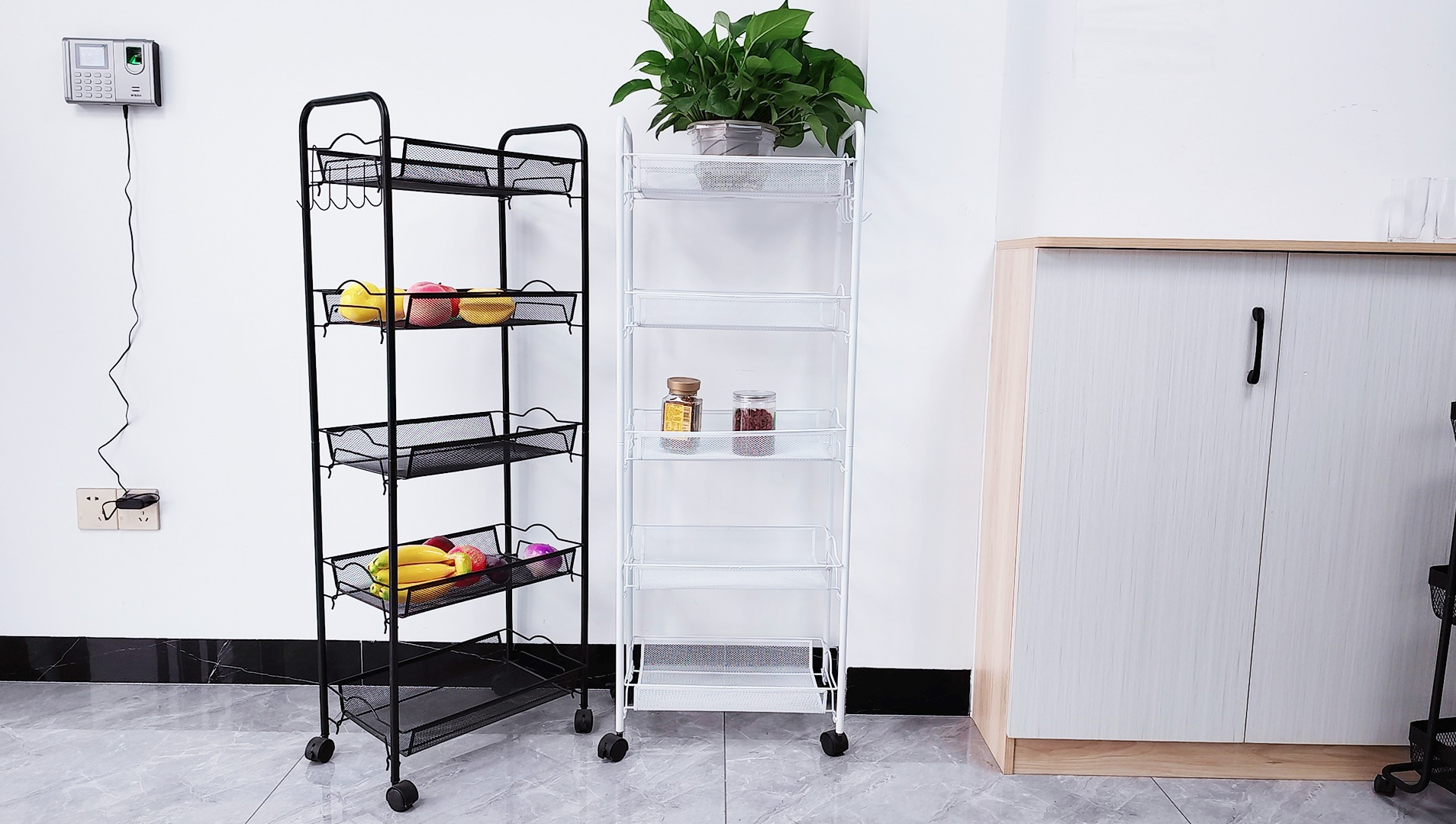 Zhaosheng Hardware - Organizador multiusos de malla para carrito de cocina, estante de almacenamiento de alimentos de 3 niveles