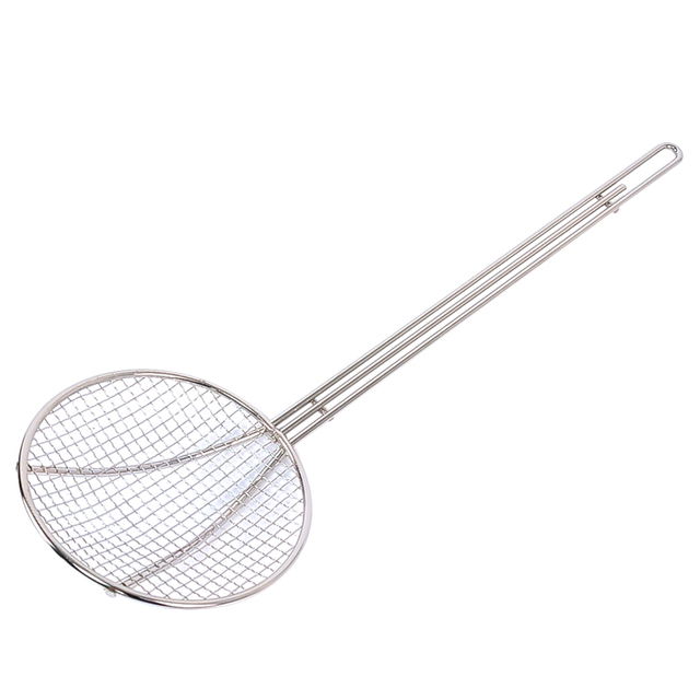 Zhaosheng Hardware - Espumadera para freír redonda de 6 pulgadas, mango largo, cucharón para freidora de acero inoxidable, espumadera para freír francesa