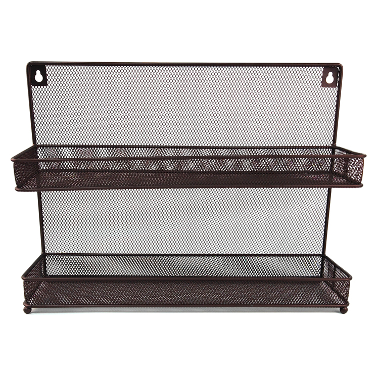 Zhaosheng Hardware - Estante de almacenamiento para tarros de condimentos, alambre de hierro, estante de especias de malla de 2 niveles para encimera o montaje en pared