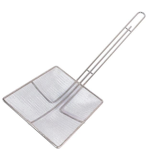 Zhaosheng Hardware - Colador de fideos para cocinar alimentos, colador de mango largo, cuchara cuadrada, freidora de malla fina, espumadera