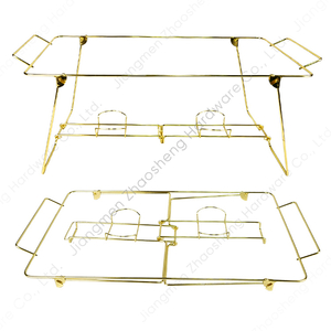 Zhaosheng Hardware - Estante plegable desechable para platos de frotamiento, chapado en oro, para buffet, tamaño completo, soporte para calentador