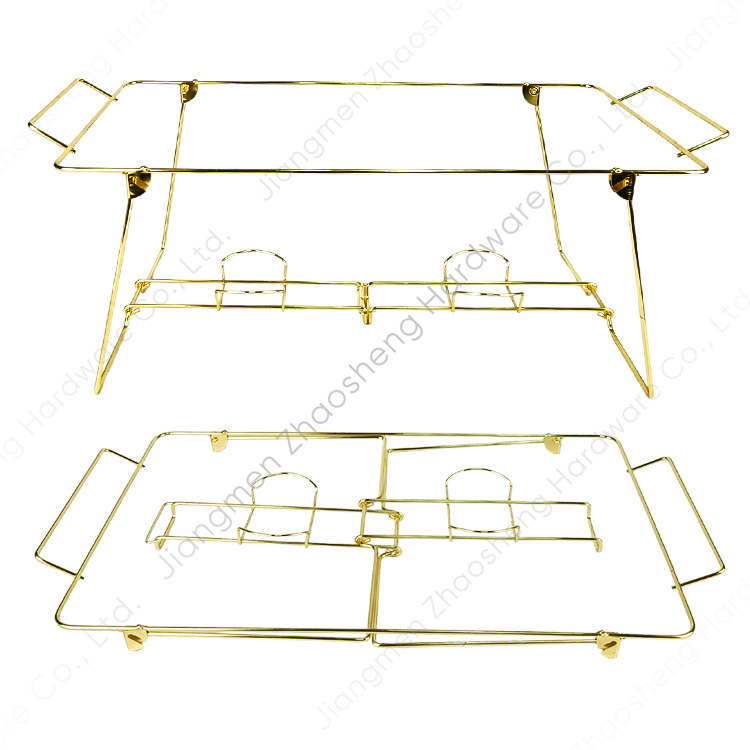 Zhaosheng Hardware - Estante plegable desechable para platos de frotamiento, chapado en oro, para buffet, tamaño completo, soporte para calentador