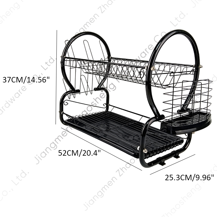 Zhaosheng Hardware - Rejilla para secar platos de 2 niveles con bandeja de PP/soporte para utensilios
