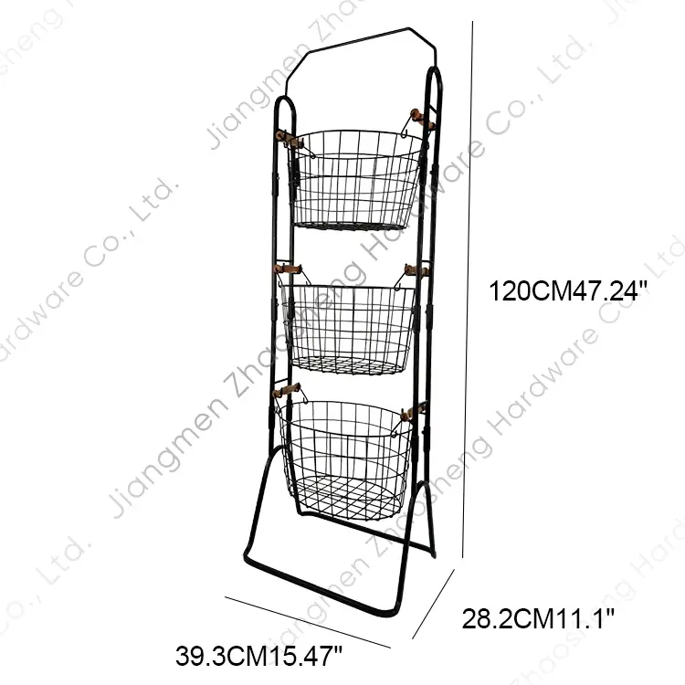Zhaosheng Hardware - Cesta de alambre de 3 niveles para frutas y verduras, estante de almacenamiento de cocina de múltiples capas de metal