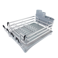 Zhaosheng Hardware - Rejilla para secar platos de aluminio con rejilla para secar tazas, bandeja de goteo y soporte para utensilios