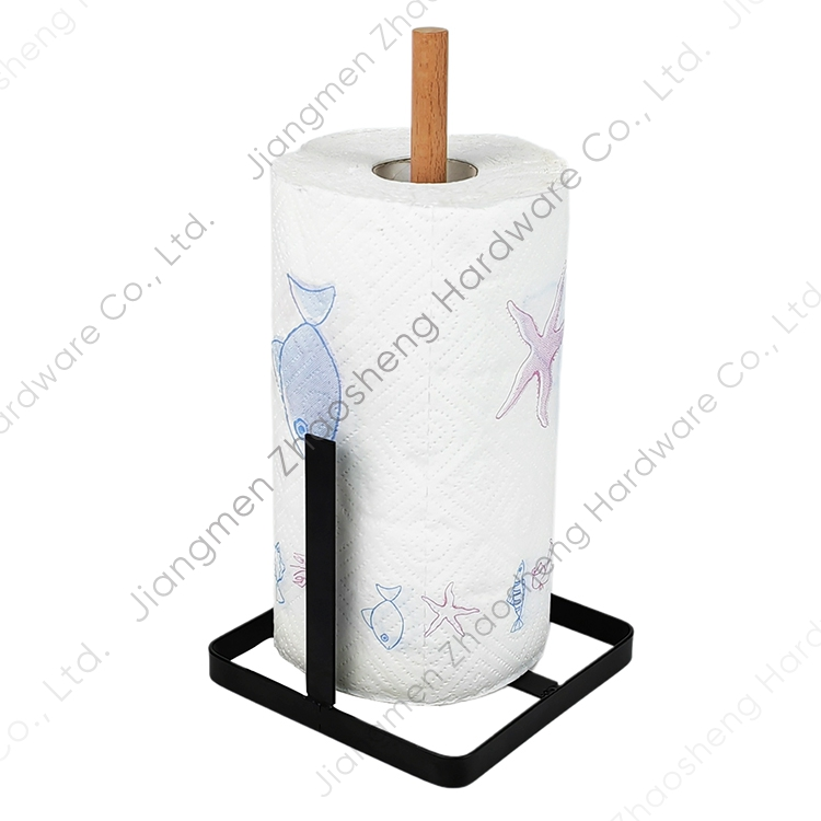 Zhaosheng Hardware - Soporte para toallas de papel de cocina de madera de metal, soporte para rollo de papel de seda para baño, almacenamiento en encimera