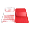 Zhaosheng Hardware - Escurridor de platos de cocina con bandeja de goteo de plástico rojo y soporte para utensilios