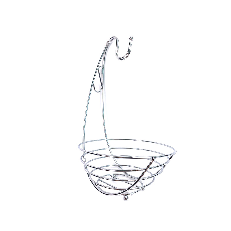 Zhaosheng Hardware - Cesta redonda de metal para almacenamiento de frutas, soporte para pan, frutero de cocina con colgador de plátano