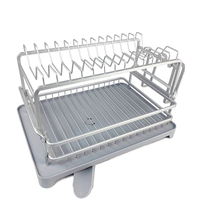 Zhaosheng Hardware - Estante para platos de aluminio, estante para secar platos de cocina de 2 niveles
