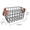 Zhaosheng Hardware - Cesta de alambre negra decorativa de metal para almacenamiento en el hogar de cocina con mango de cuero