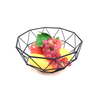 Zhaosheng Hardware -Cesta redonda de pan negra, frutero de acero y metal, base de bambú, cesta de frutas de alambre de almacenamiento de cocina
