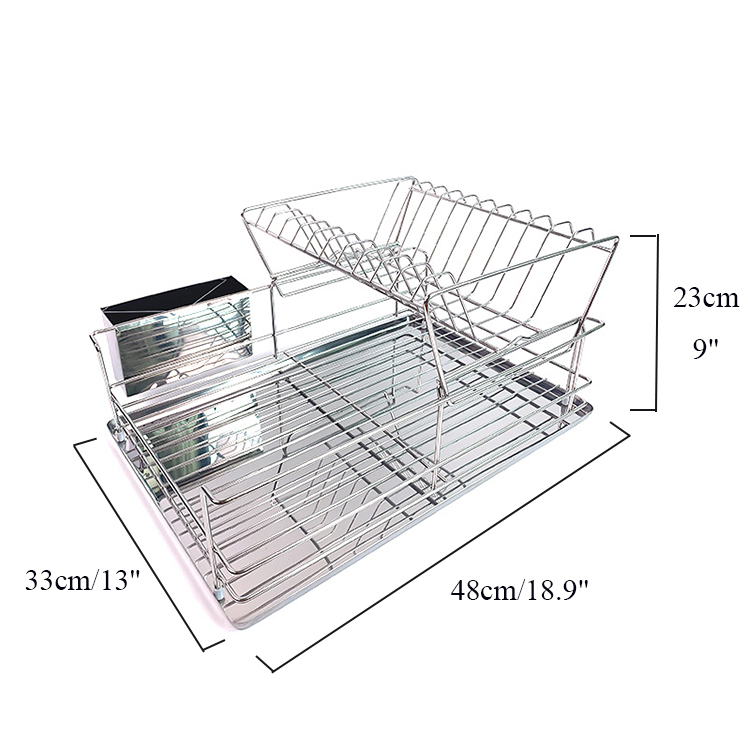 Zhaosheng Hardware - Estante para platos de acero inoxidable, escurridor de platos de 2 niveles, ideal para platos, platos, tazas y cuencos