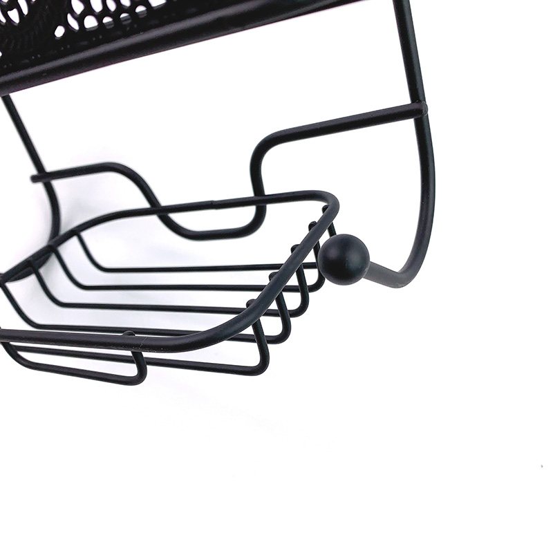 Zhaosheng - Cesta de ducha montada en la pared, estante organizador de baño negro con ganchos