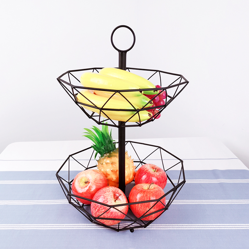 Zhaosheng Hardware - Cesta de almacenamiento de alambre desmontable para frutas, soporte para cesta de frutas de metal de 2 niveles