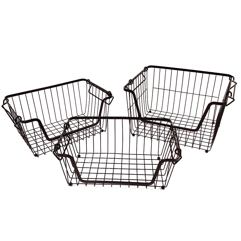 Cesta de almacenamiento apilable para cocina, cesta de frutas de alambre, hardware Zhaosheng