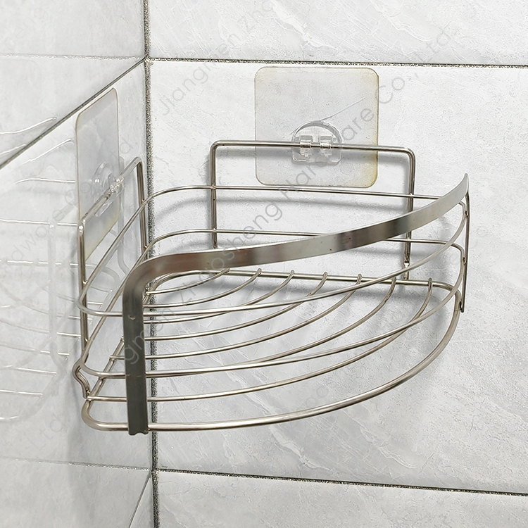 Zhaosheng - Estante de almacenamiento para baño de montaje en pared, adhesivo de acero inoxidable, estante esquinero para baño, carrito de ducha