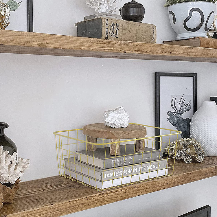 Zhaosheng Hardware - Cesta de almacenamiento para decoración del hogar, cesta de alambre dorado, organizador de cocina, cesta de metal para almacenamiento de gabinete