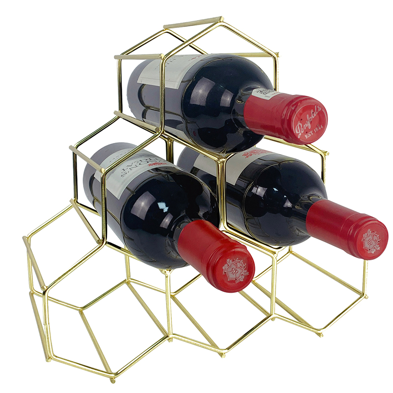 Zhaosheng Hardware - Estante para vino vintage personalizado, soporte para botella de vino dorado, estante para vino