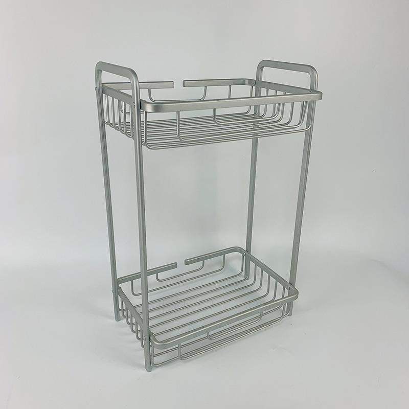 Zhaosheng - Estante de pie para jabón y champú para toallas de baño de 2 niveles, estante para carrito de ducha de aluminio