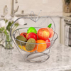 Zhaosheng Hardware - Decoración Metal Plata Frutero Almacenamiento Hierro Alambre Cocina Fruta Cesta con Soporte