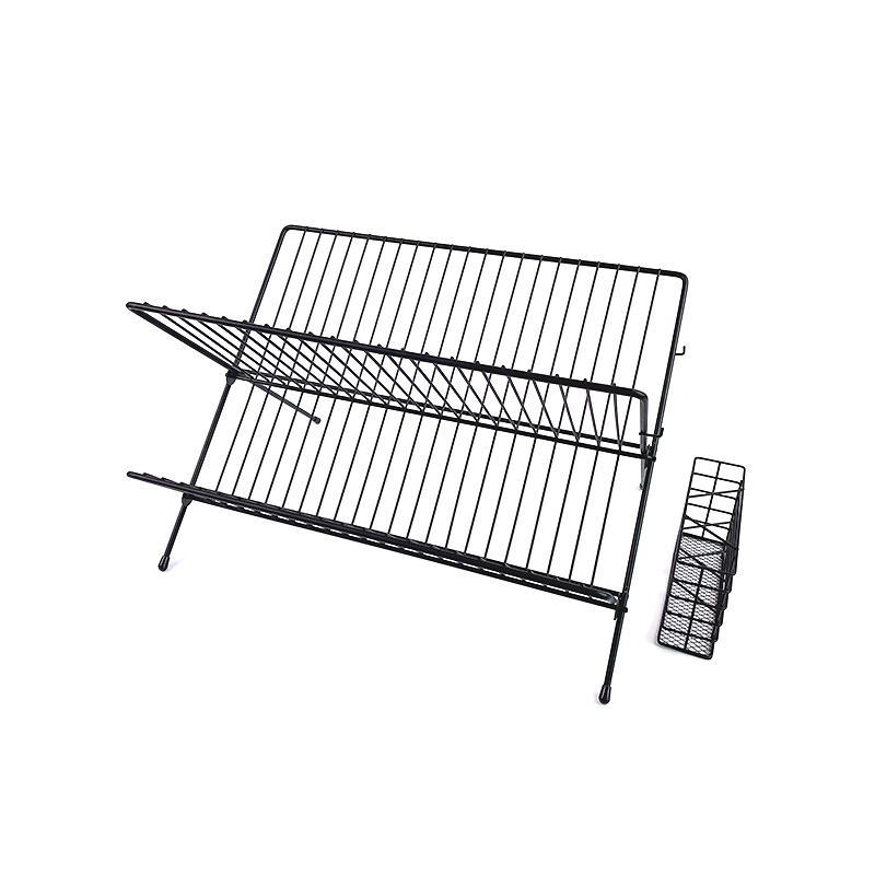 Zhaosheng Hardware - Rejilla para secar platos de 2 niveles, soporte para platos, escurridor de platos plegable de alambre de metal