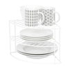 Zhaosheng Hardware - Estante esquinero de alambre de 2 niveles, organizador de mostrador de cocina, estante esquinero para platos