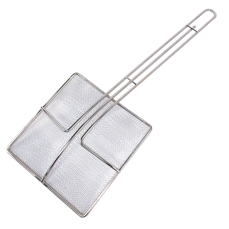 Zhaosheng Hardware - Colador de fideos para cocinar alimentos, colador de mango largo, cuchara cuadrada, freidora de malla fina, espumadera