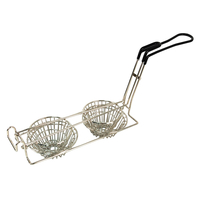 Zhaosheng Hardware - Cesta para freidora de tacos, suministro de restaurante, cesta para freír con taza de taco niquelada con mango de vinilo negro