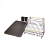 Zhaosheng Hardware - Rejilla grande para secar platos con bandeja de PP/soporte para utensilios y mango de bambú