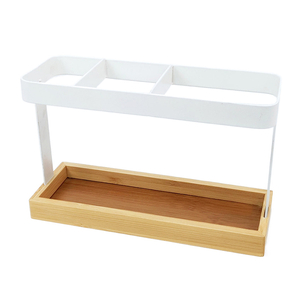 Zhaosheng - Estante de baño Blanco Organizador Estantes de Almacenamiento de Acero Soporte de secador de Pelo de bambú