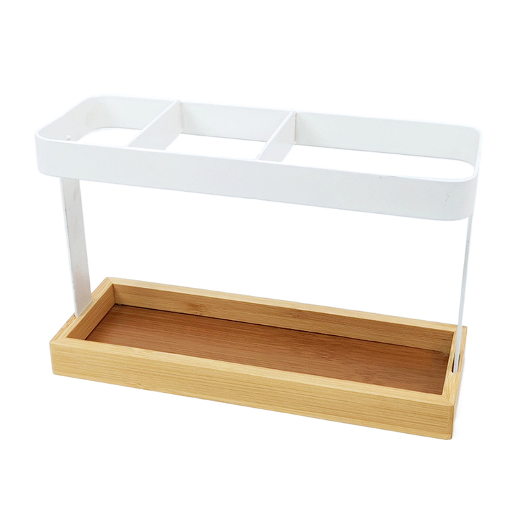 Zhaosheng - Estante de baño Blanco Organizador Estantes de Almacenamiento de Acero Soporte de secador de Pelo de bambú