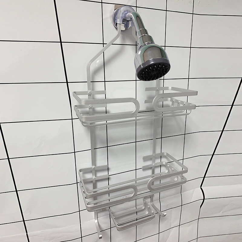 Zhaosheng - Estante de baño colgante para ducha de aluminio con soporte para champú sobre el cabezal de ducha