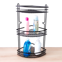 Zhaosheng - Estante de baño Organizador Estante de Almacenamiento Esquina Negra Caddy de Ducha Montaje en Pared Estante de Esquina de baño de Cocina