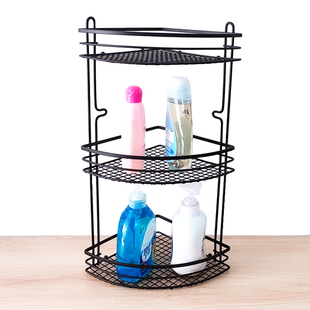 Zhaosheng - Estante de baño Organizador Estante de Almacenamiento Esquina Negra Caddy de Ducha Montaje en Pared Estante de Esquina de baño de Cocina