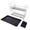 Zhaosheng Hardware - Escurridor de platos de acero inoxidable de 2 niveles con soporte para utensilios de drenaje