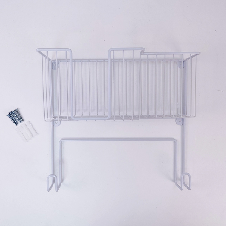 Zhaosheng Hardware - Estante de almacenamiento para soporte de hierro montado en la pared, soporte para tabla de planchar colgante con cesta de almacenamiento grande