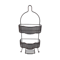Zhaosheng - Estante de almacenamiento para baño con cabezal de ducha, carrito de ducha de 3 niveles de hierro con 2 ganchos