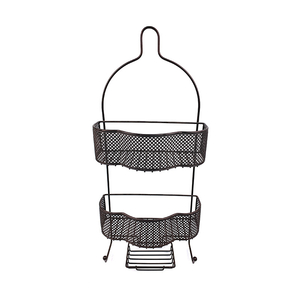 Zhaosheng - Estante de almacenamiento para baño con cabezal de ducha, carrito de ducha de 3 niveles de hierro con 2 ganchos