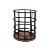 Zhaosheng Hardware-Soporte para lápices de alambre de metal, contenedor de escritorio para oficina, organizador de escritorio, portalápices de metal de bambú de madera