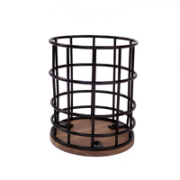Zhaosheng Hardware-Soporte para lápices de alambre de metal, contenedor de escritorio para oficina, organizador de escritorio, portalápices de metal de bambú de madera
